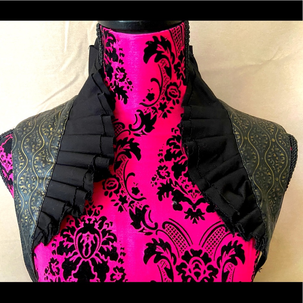 Lip Service Vest underbust black and bronze brown 3 buttons goth punk steampunk